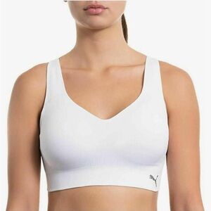 PUMA LG pull on padded seamless Cross or Tank Back white Performance Sports bra